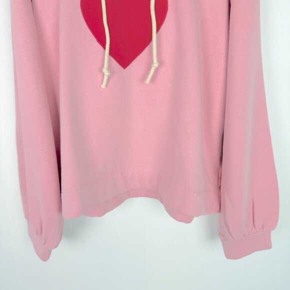 NWT LOFT Heart Relaxed Fit Terry Hoodie Sweatshirt Pink Size XL NEW - Picture 4 of 14